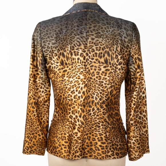 Alberto Makali Blue Ombre Leopard Print Silk Blazer sz 4 - Picture 5 of 10